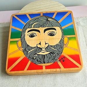 Vintage Wooden Puzzle by Creative Creations, Funny Faces